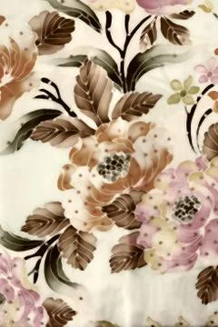 Flower batik background with fabric texture Stock Photos