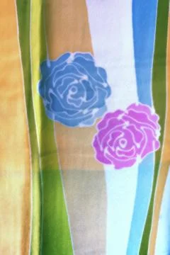 Flower batik background with fabric texture Stock Photos