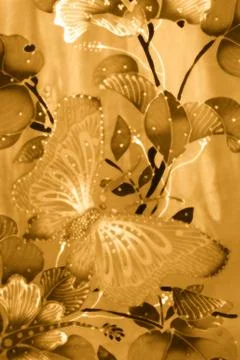 Flower batik background with fabric texture Stock Photos