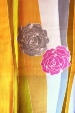 Flower batik background with fabric texture Stock Photos