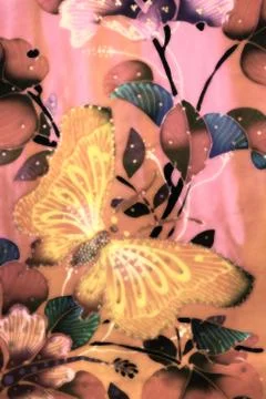 Flower batik background with fabric texture Stock Photos