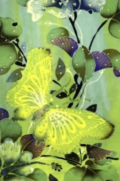 Flower batik background with fabric texture Stock Photos