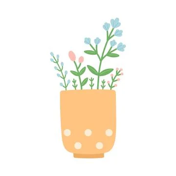 Flower in beautiful cup, flat design vector Stock Illustration