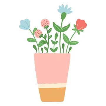 Flower in beautiful cup, flat design vector Stock Illustration