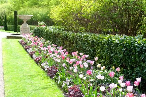 Flower bed in the park Stock Photos