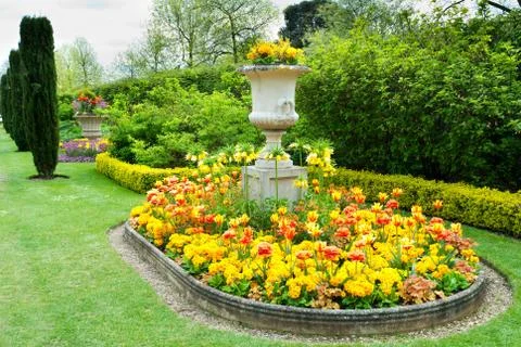 Flower bed in the park Stock Photos