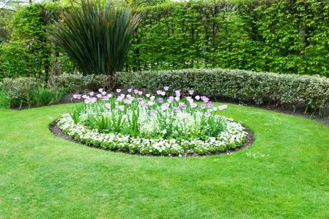 Flower bed in the park Stock Photos