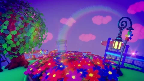 Flower bed on a playground under the summer evening sky. Vidéo 162094370
