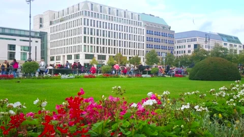 The flower beds in Pariser Platz park, Berlin, Germany Video stock 167643909