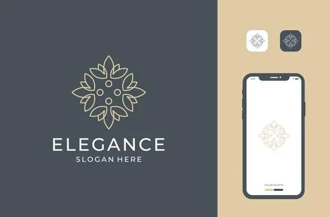 Flower bee logo design line art style Stock Illustration