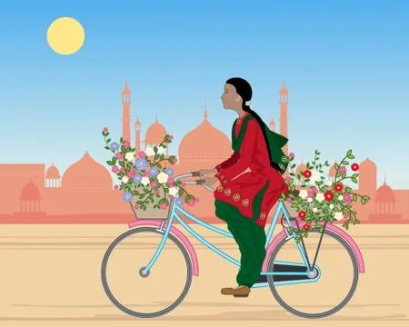 Flower bicycle Stock Illustration