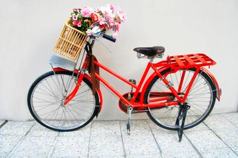 Flower on a bicycle Stock Photos