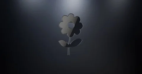 Flower Black 3d Icon 動画素材 75861231