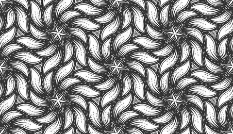 Flower black ink seamless pattern fabric lace tile Stock Illustration