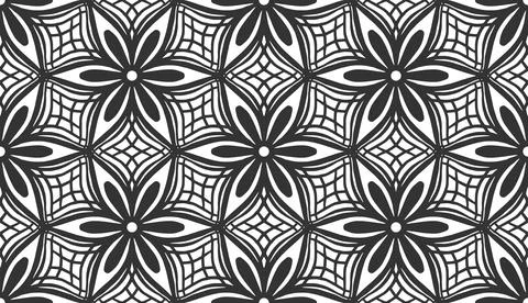 Flower black lace seamless pattern floral tile Stock Illustration