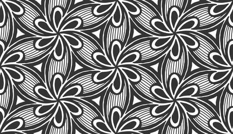 Flower black lace seamless pattern floral tile Stock Illustration