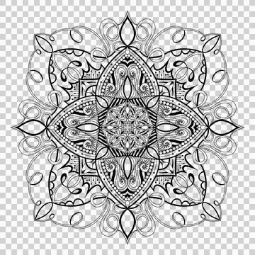 Flower Black Mandala Pattern for Textile and Coloring Book Pages Design Stock Illustration