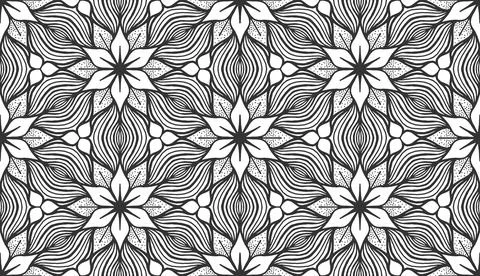 Flower black seamless pattern floral texture tile Stock Illustration