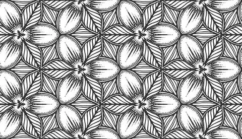 Flower black seamless pattern floral leaf texture Stock Illustration