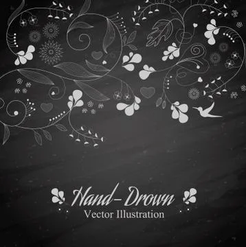 Flower on a blackboard Stock Illustration