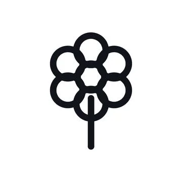 Flower Bloom Black White Line Icon Editable Stroke Vector Symbol Stock Illustration