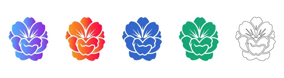 Flower Bloom Icon Set Stock Illustration