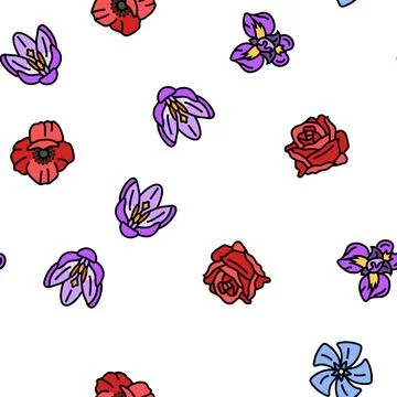 Flower blossom spring vector seamless pattern Illustrazione stock