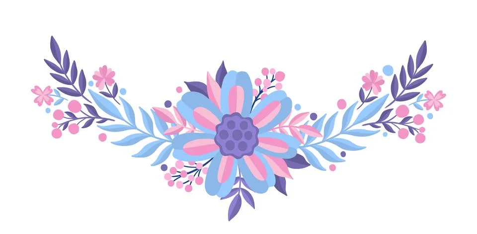 Flower border design invitation.Decoration floral cartoon style Stock Illustration