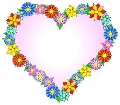 Flower border heart Stock Illustration