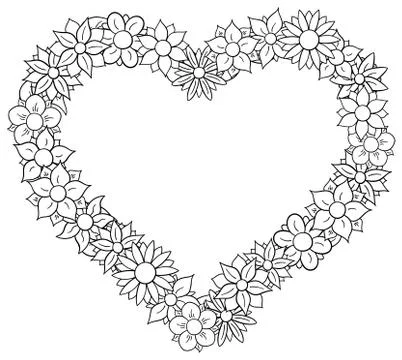 Flower border heart Illustrazione stock