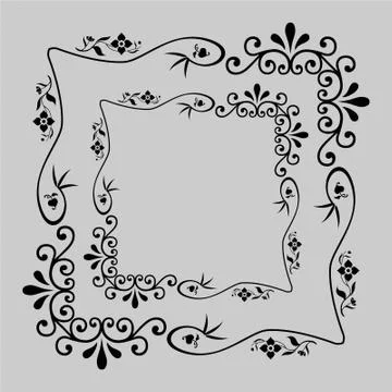Flower border Laser cutting vector panel. Stock Illustration