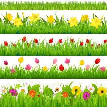 Flower borders set Stock Illustration