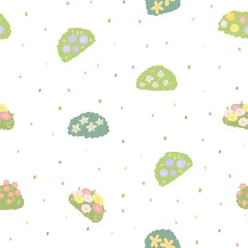 Flower botanic plant seamless pattern set featuring shrub blossom confetti pe Stock Illustration