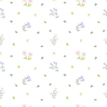Flower botanic plant seamless pattern set featuring blossom leaf sprout stem  Stock Illustration