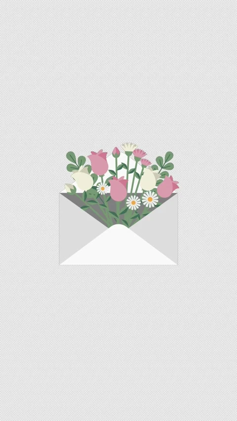 Flower bouquet in an open envelope animation on transparent background 스톡 동영상 332260211