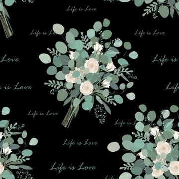 Flower Bouquet seamless pattern. Vector endless llustration Stock Illustration