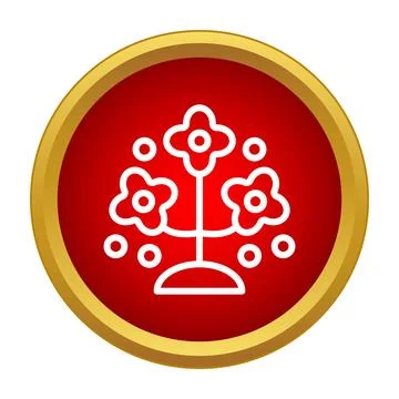 Flower bouquet tree icon in red circle 스톡 일러스트