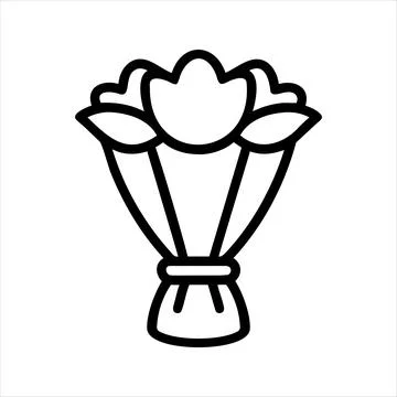 Flower bouquet vector icon Gift for birthday Valentine's day date bridal bouquet Stock Illustration