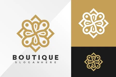 Flower Boutique Ornament Logo Design Vector illustration template Illustrazione stock