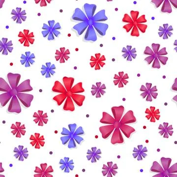 Flower Bows Seamless Pattern. Cute Bright Bowknots Stock Illustration