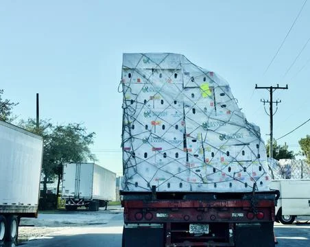 Flower boxes, under cargo net, Stock Photos