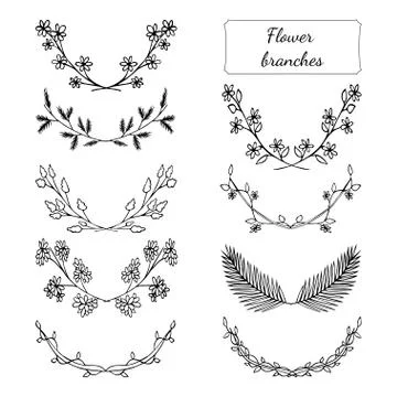 Flower branches set 스톡 일러스트