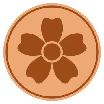Flower Bronze Coin Stock Illustration
