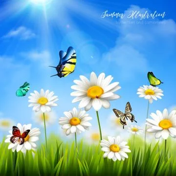 Flower With Butterfly Background Stockillustratie