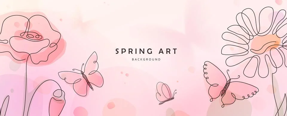 Flower butterfly vector background. Spring floral pattern with gradient elements Stock Illustration