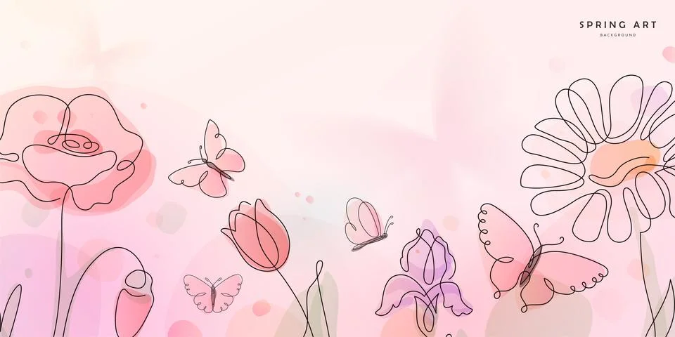 Flower butterfly vector background. Spring floral pattern with gradient elements イラスト素材