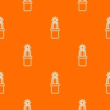 Flower cactus pattern vector orange Illustrazione stock