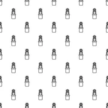 Flower cactus pattern vector seamless Illustrazione stock