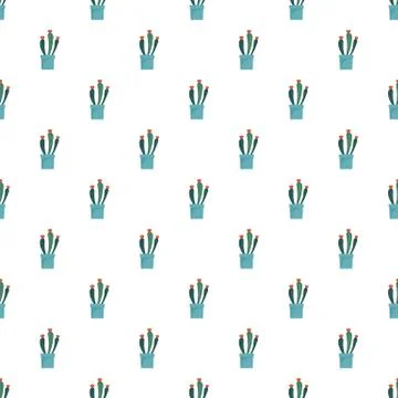 Flower cactus pot pattern seamless Illustrazione stock