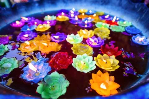 Flower candle light floating Stock Photos